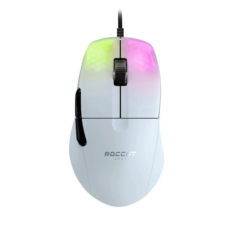 Roccat Kone Pro Lightweight Optical Ergonomic RGB Gaming Mouse - White - فأرة